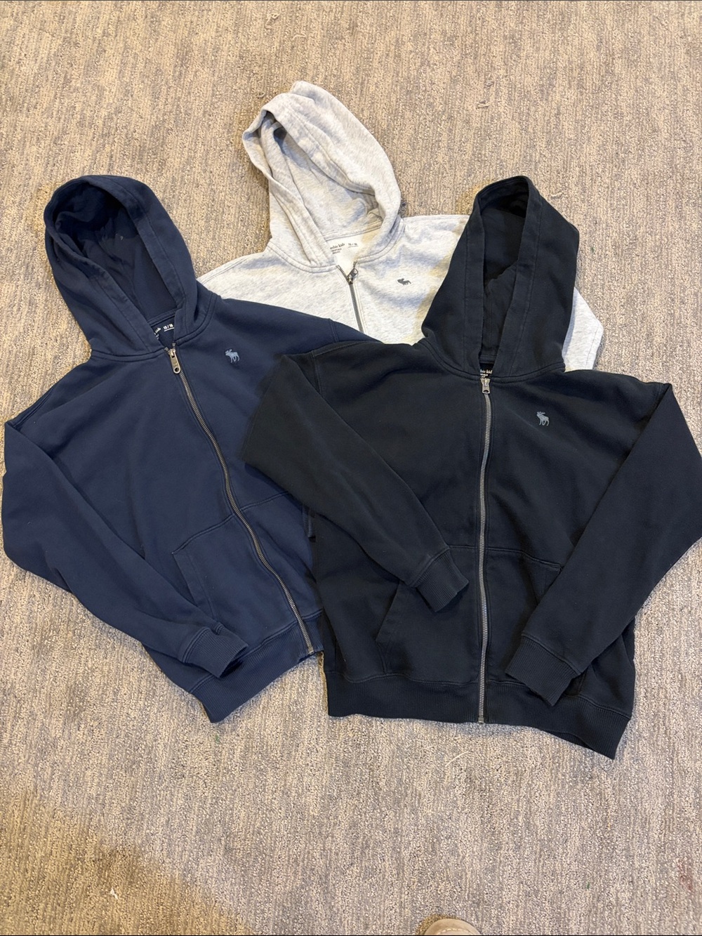 Abercrombie & Fitch boy’s Zip-Up Hoodies - Navy, Black, Light Gray